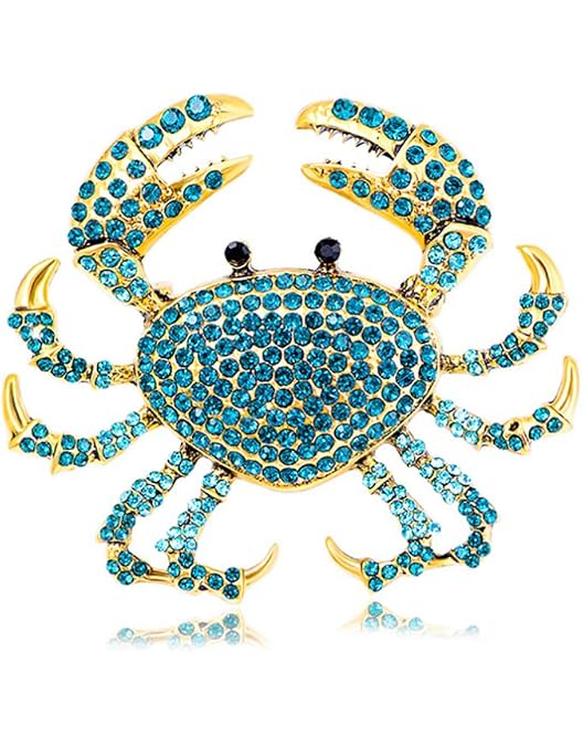 Coral Brooch Rhinestone Crab Brooch Pin For Women Girls Gold Plated 641409 Coral Brooch Rhinestone Crab Brooch Pin For Women Girls Gold Plated 641409