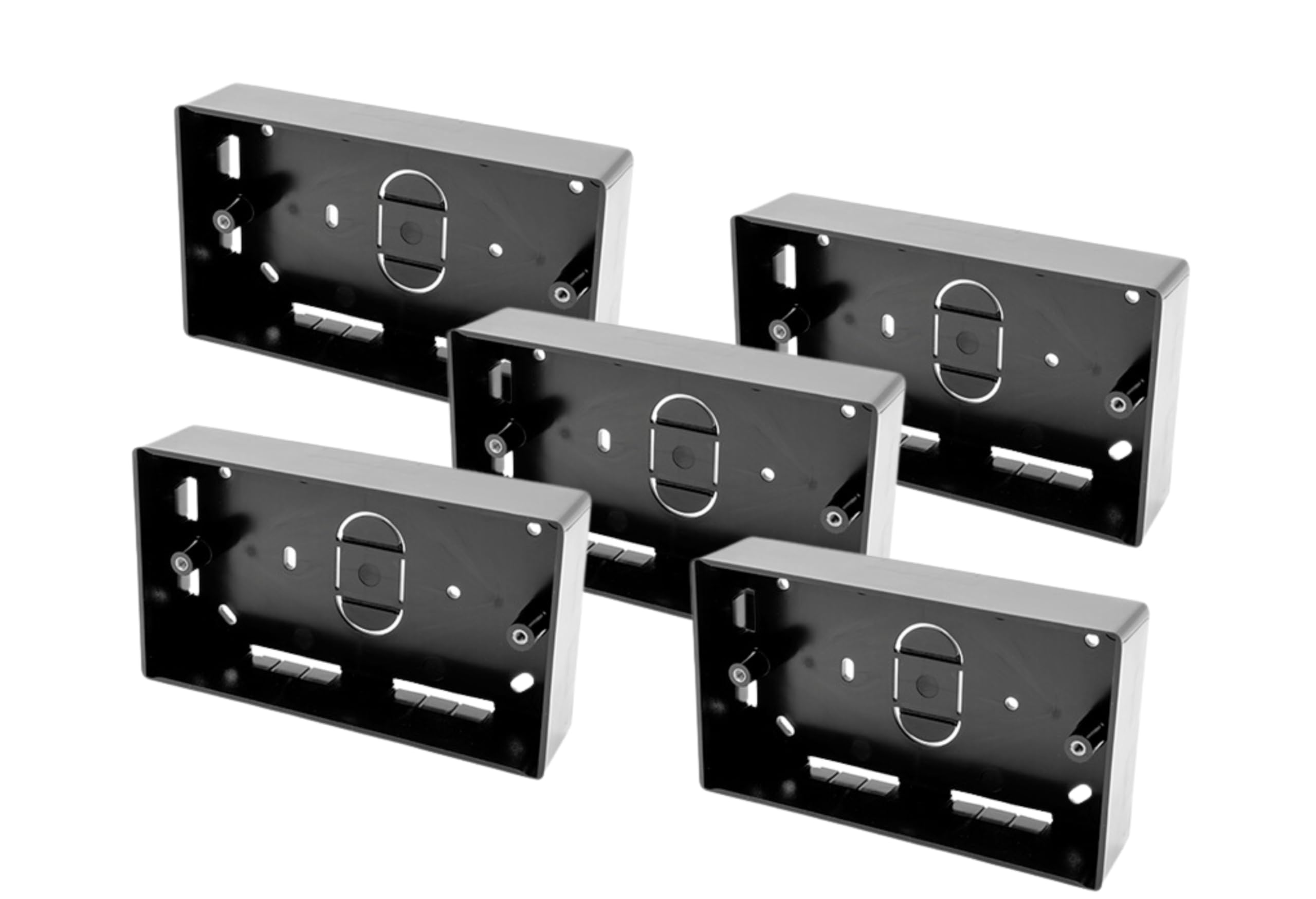 SHPELEC® Black Surface Mounted Pattress Box - Single/Double, Stylish and Durable Box for Mounting Electrical Devices, BS 5733 Compliant (5 x 2 Gang (Double))