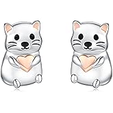 925 Sterling Silver Earrings Stud Dragon Cat Koala Guinea Pig Hamster Bunny Cow Hypoallergenic Cute Animal Jewelry Gifts for Women