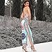 DUBACH Womens Ethnic Side Split Halter Drawstring Maxi Dress Multi,X-Large