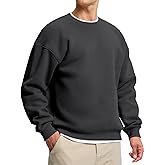 Soothfeel Mens Fleece Lined Crewneck Sweatshirt Cotton Pullover Sweater Athletic Workout Casual Oversized Warm Shirts for Men