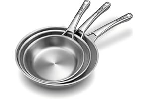 Tri-Ply Stainless Steel Pans Set, 8/10/12inch Frying Pans for Cooking,Induction Cookware Sets,Dishwasher and Oven Safe Kitche