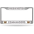 Rico Industries NFL Football Premium 12" x 6" Chrome Frame with Plastic Inserts - Car/Truck/SUV Automobile Accessory
