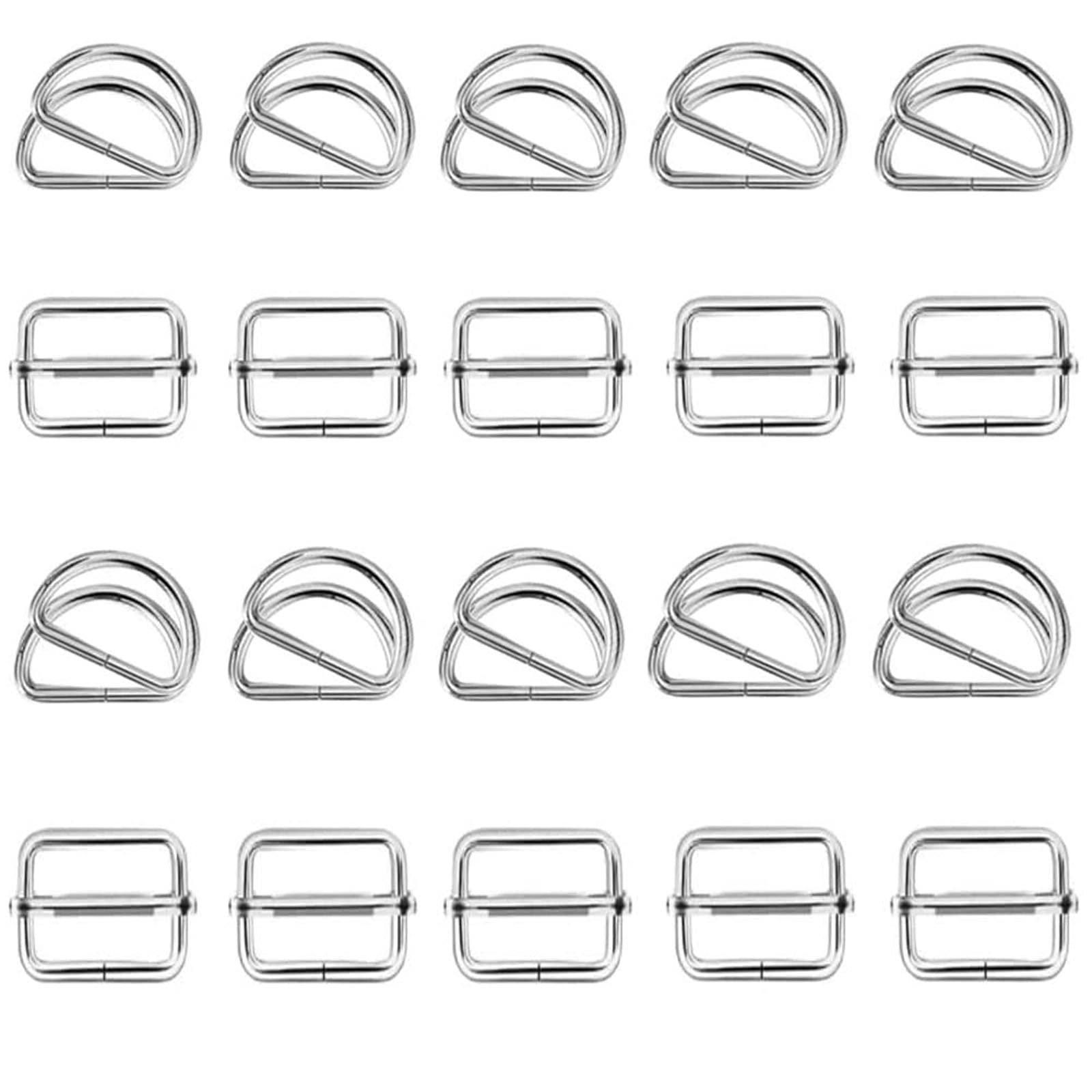 ysister Slide Buckle, Metal BUCKLE for Handbag, Backpack, Luggage Bag - 100Pcs Adjustable Triglide Slides Webbing Slider - Silver
