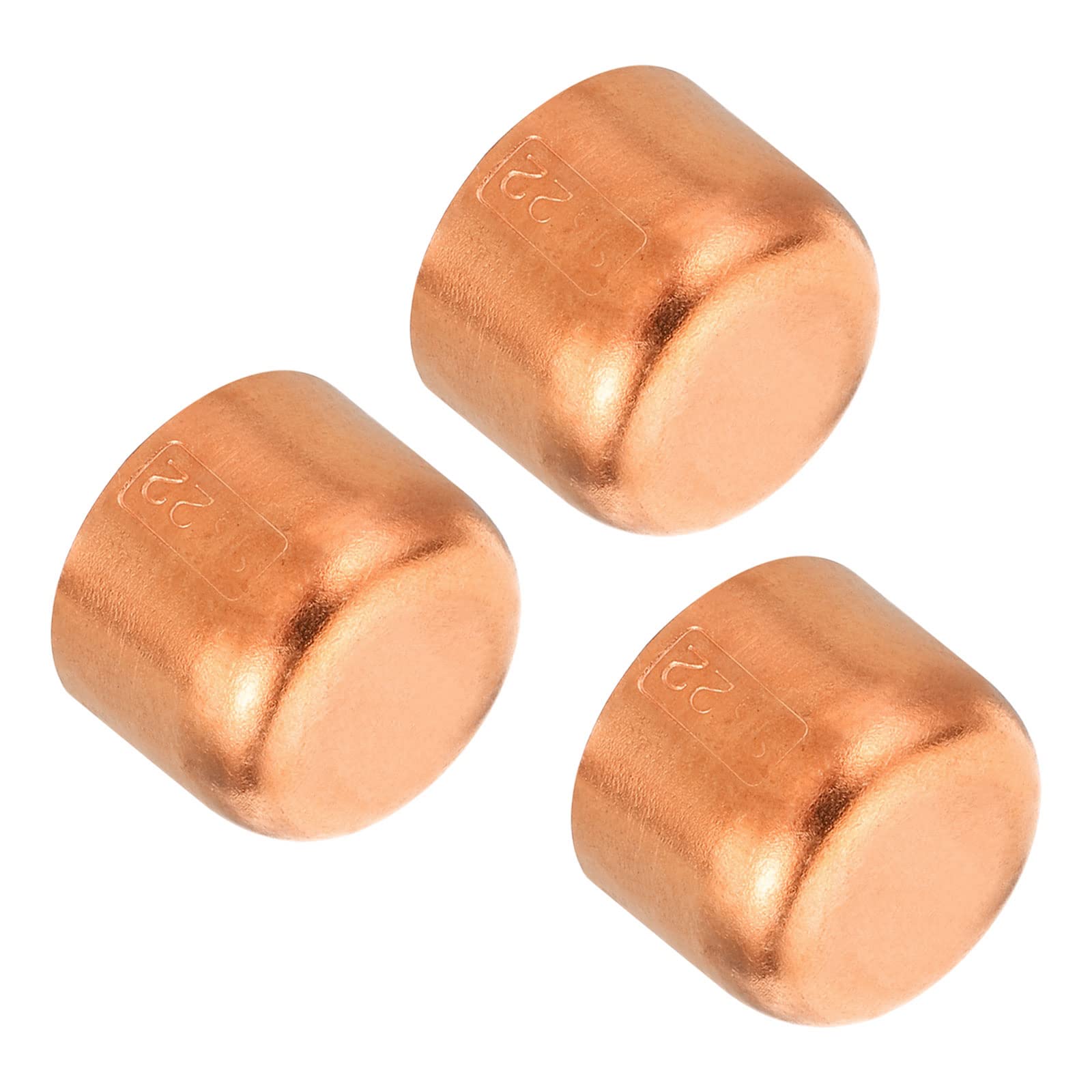 PATIKIL 7/8 Inch ID Copper Pipe End Cap, 3 Pack Copper Fitting Cap Sweat Plug Solder Connection for Plumbing HVAC Air Conditioner — image 1