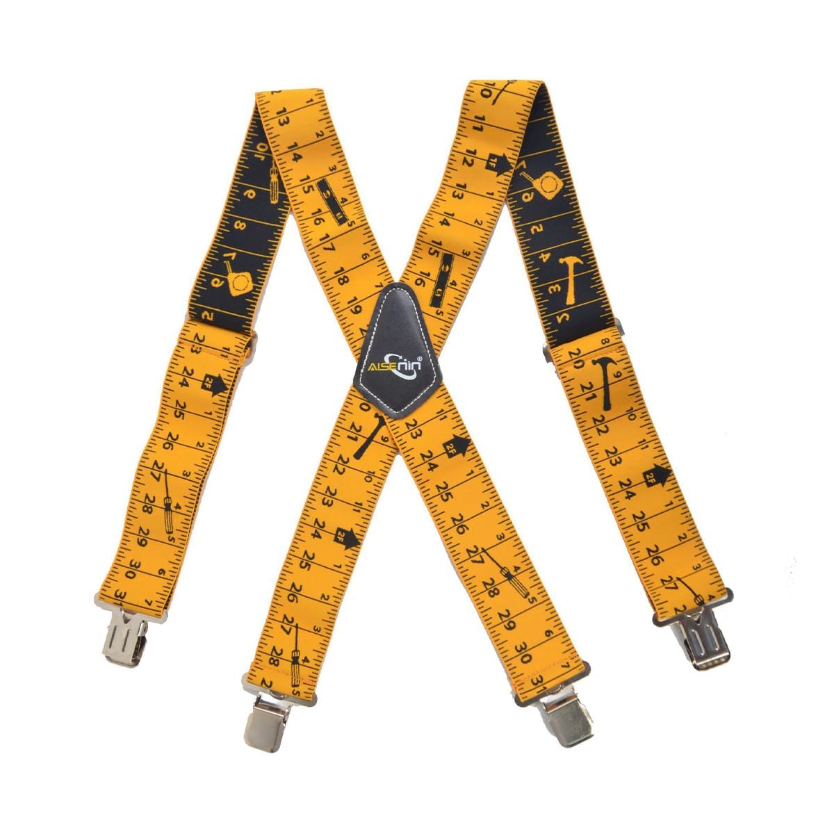 VOANZO Heavy Duty Braces Work Tool Belt Suspenders X Shape Adjustable Straps with 4PCS Strong Clips