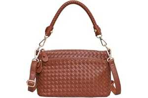 FORELITES EDITION Vegan Leather Crossbody Bag For Women Small Shoulder Purse with Braided Top Handle Versatile Tote Bag With Adjustable Strap