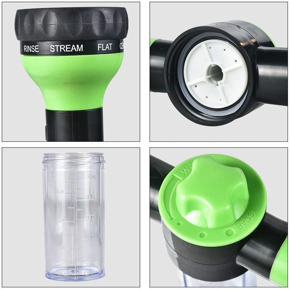 Garden Hose Pipe Spray Gun with Soap Dispenser, 8 Adjustable Patterns High Pressure Foam Hose Nozzle Sprayer - Image 3