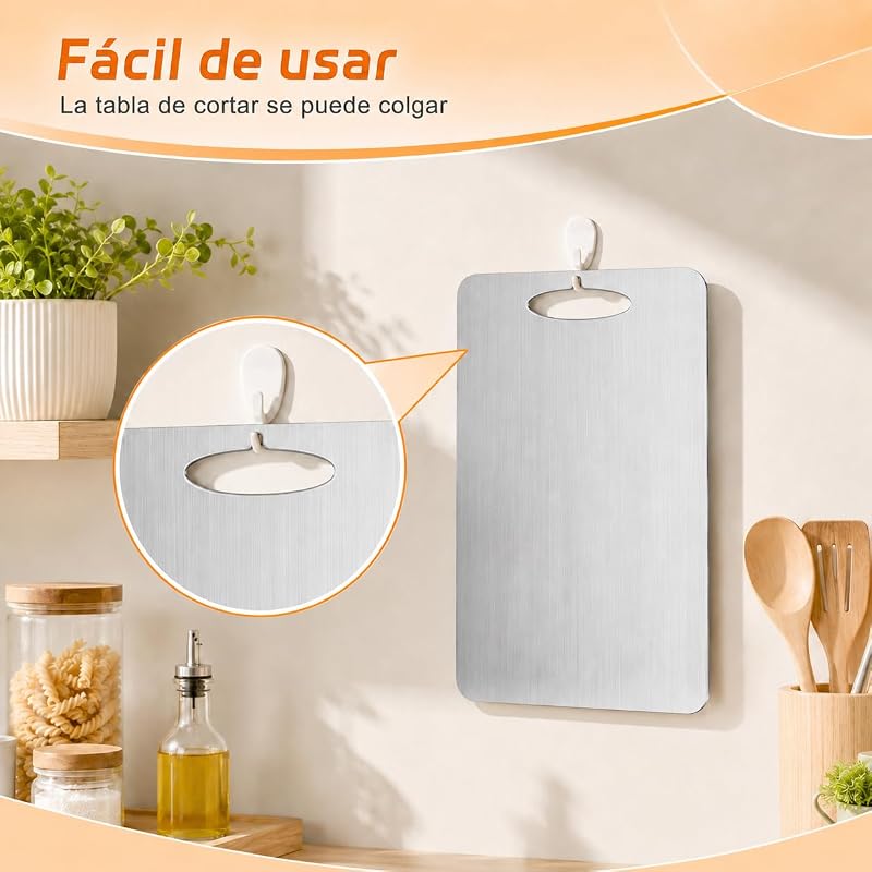 3 Piezas Tabla de Cortar de Titanio,S316 Tabla de Cocina Acero Inoxidable,Cutting Board de Grado Alimenticio de Doble Cara,Ideal para Cortar,Carne,Verduras,Frutas — foto 4 de 7