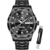 OLEVS Watches for Men Luxury Diamond Casual Large Dial Watches Stainless Steel Waterproof Business Dress Analog Luminous Date Mens Watches