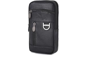 PU Waist Pack Phone Belt Bag for Men Vertical Waist Bag Wallet Cell Phone Case Pouch Lightweight Purse for Running Hiking, Bl