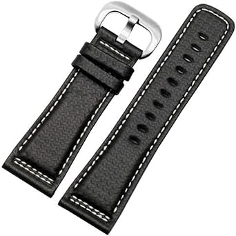 QNJ Strap 28mm Correa de Cuero de Fibra de Carbono, Negro ...