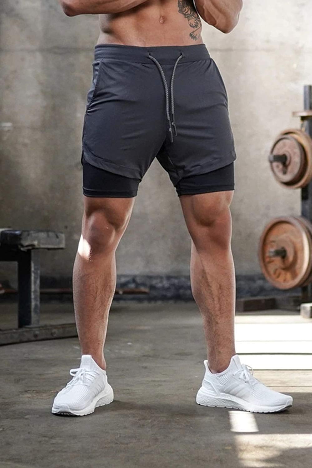 Surenow Mens Running Shorts，Workout Running Shorts for Men，2-in-1 Stealth Shorts，7-Inch Gym Yoga Outdoor Sports Shorts: Clothing