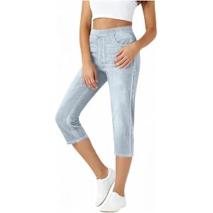 YMADREIG Denim Capris for Women High Waisted Straight Leg Capri Jeans | Cropped Pants, 2026 Summer Casual, Pull On, Tummy Con