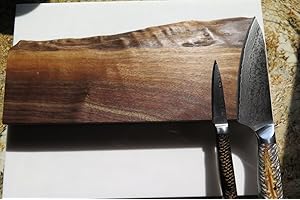 Magnetic knife rack - Made in Canada - live edge with natural raw bark Walnut knife holder, solid wood custom widths solid wa