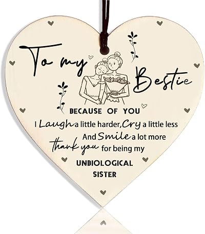 Siqian Friend Plaque Heart Hanging Gift Wood Decoration 10x10cm