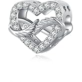 NARTGO Infinity Angel Wings Surround Heart Charm Compatible with Pandora Charms Bracelets