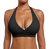 YEOREO LuxFlow Cross Over Workout Halter Sports Bra for Women Backless Gym Bra Padded