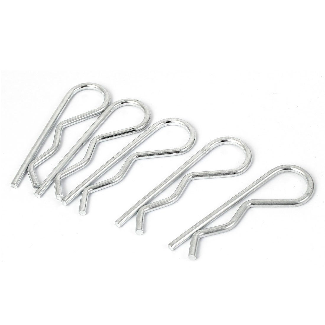 sourcingmap 3mm x 66mm R-Clip Spring Locking Cotter Clip Pins Fastener Silver Tone 5 Pcs