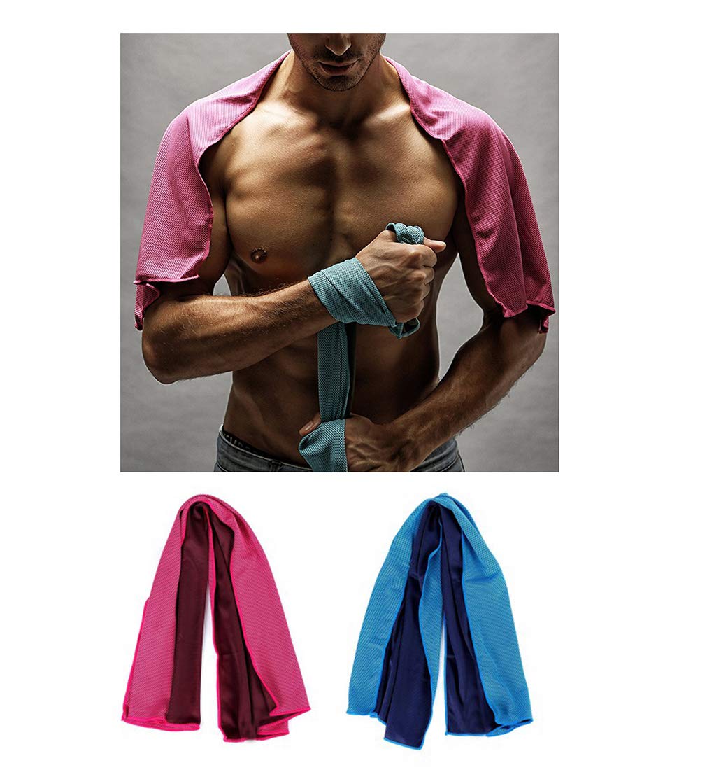 WISETON Cooling Towels,Sports Cooling Towels for Men Women, Instant Relief Breathable Mesh Towels for Golf,Work Out,Fitness,Gym,Yoga,-Set of 2 with a Waterproof Bag and Carabiner