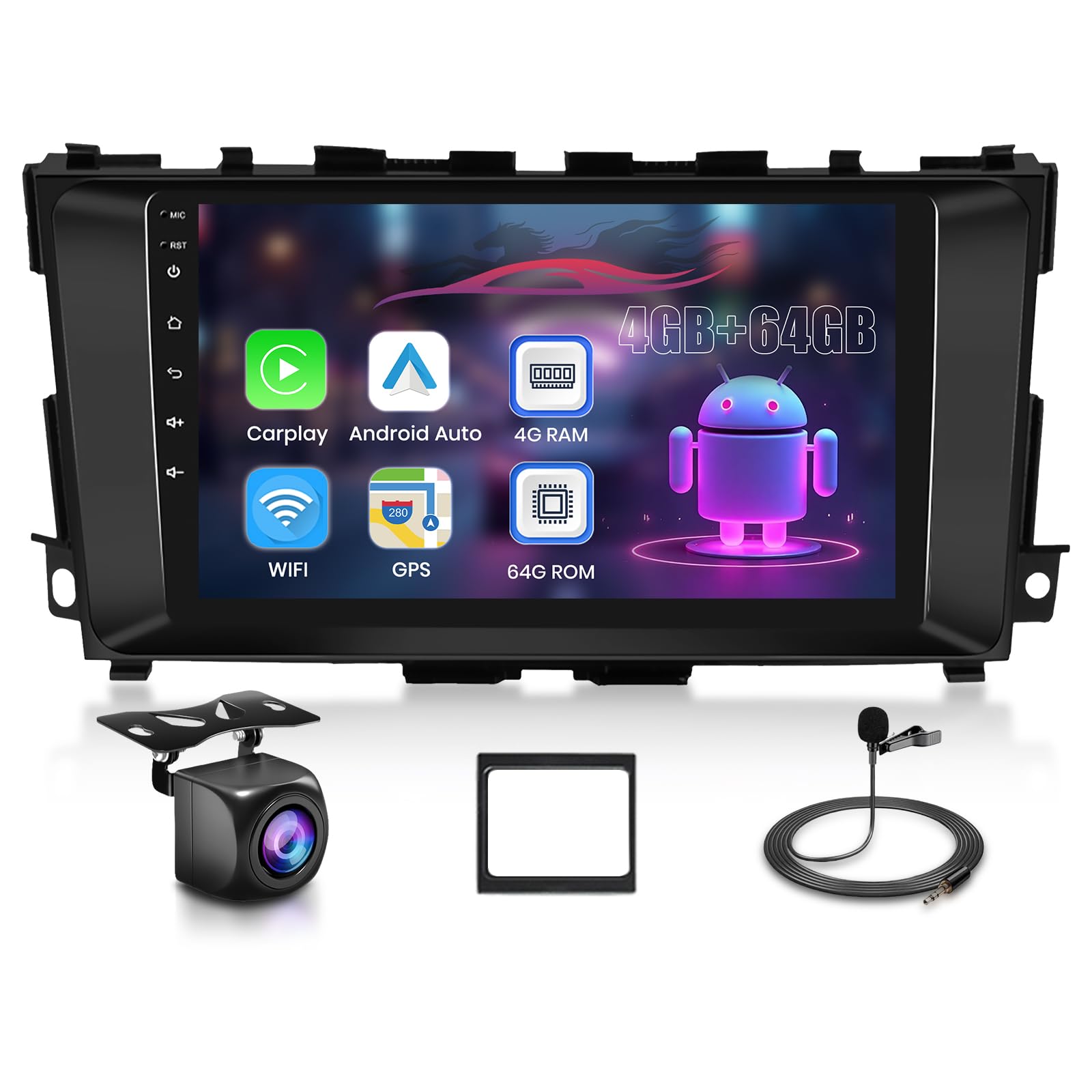 Photo 1 of [8Core 4+64GB] Android Car Stereo for Nissan Altima 2013-2018 Wireless CarPlay Android Auto, 9" 1280 * 720P IPS Touch Screen Car Radio with DSP/32EQ,BT 5.0,Mirror Link,5G WiFi,GPS SWC Backup Camera