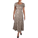 Alex Evenings Women's Long A-Line Dress - Rosette Lace With Sequin Detail