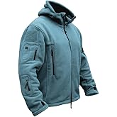 CARWORNIC Men's Military Tactical Fleece Jacket Warm Multi-Pockets Outdoor Hooded Coat