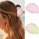 CASDRE Sea Shell Hair Claw Clips Mermaid Hair Clips Beach Hair Accessories for Women (Pack of 2) (Color A)