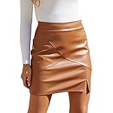 We1Fit Womens Fuax Leather Skirt High Waisted Bodycon Pencil Mini Skirts with Shorts