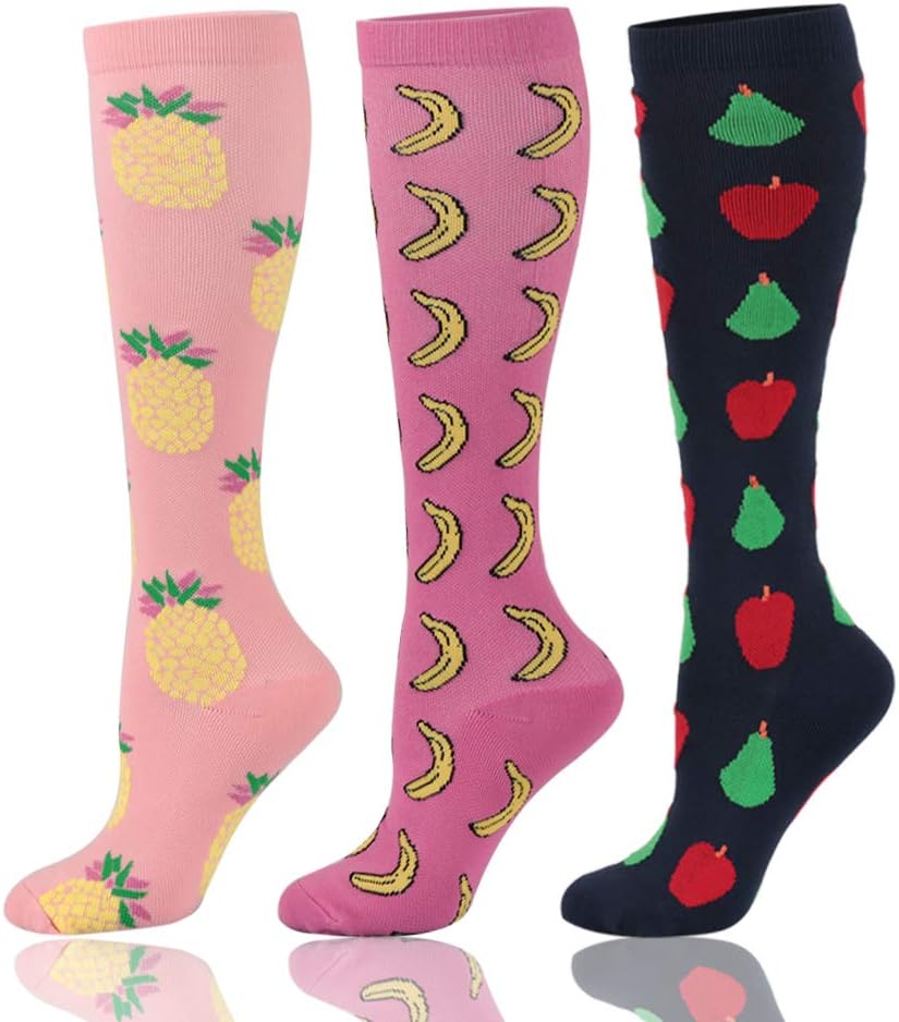 HLTPRO Compression Socks (20-30 mmHg) for Men & Women - 3 Pairs Best Stockings for Running, Flight, Travel, Nurses