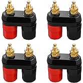 Borsuer 4Pcs Banana Plug Jack Female Socket Gold Plated Terminal Binding Post Dual 4mm Banana Plugs Connector for Speaker Amp