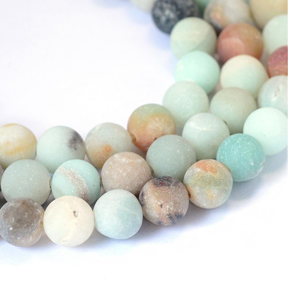 Perlin - Pack of 50 Amazonite Beads 4 mm Frosted Matt * A Grade * Ball Gemstone Natural Stones