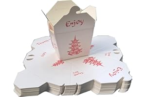 Hawkie Business 8 oz Chinese Take Out Boxes, Paper Collapsible Container (50)
