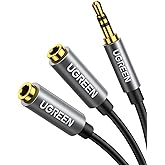 UGREEN Headphone Splitter 3.5mm Audio Stereo Y Headset Splitter 3.5mm Male to 2 Ports Female Hi-Fi Sound for iPhone, iPad, Ta