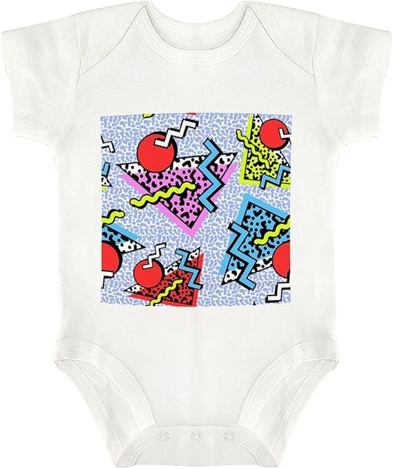 Amazon Co Jp Retro 80s Memphis Style ロンパース 半袖 ベビー服 コットン ボディースーツ 男の子 女の子 夏服 赤ちゃん服 ボディオール 肌着 健康安全 オシャレ 快適 出産祝い プレンセント ５サイズ 服 ファッション小物