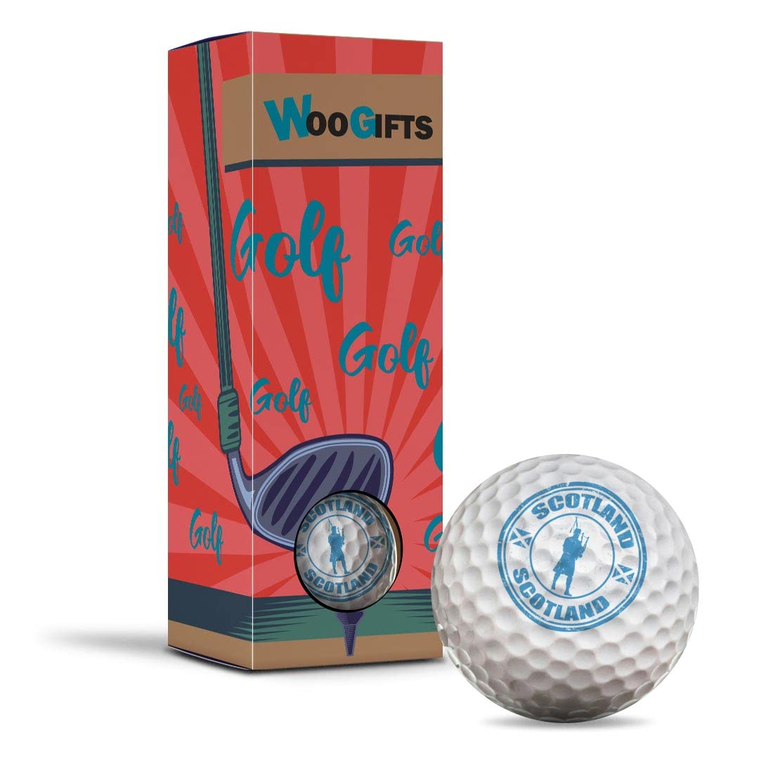 Destination Vinyl Ltd 3 x Golf Balls in the Box - Scotland Bagpipes Scottish Flag Travel Joke Funny Golfing Golfer Fan Club Sport Wedding Dad Husband Friend Men Boys Ball Gift #4275