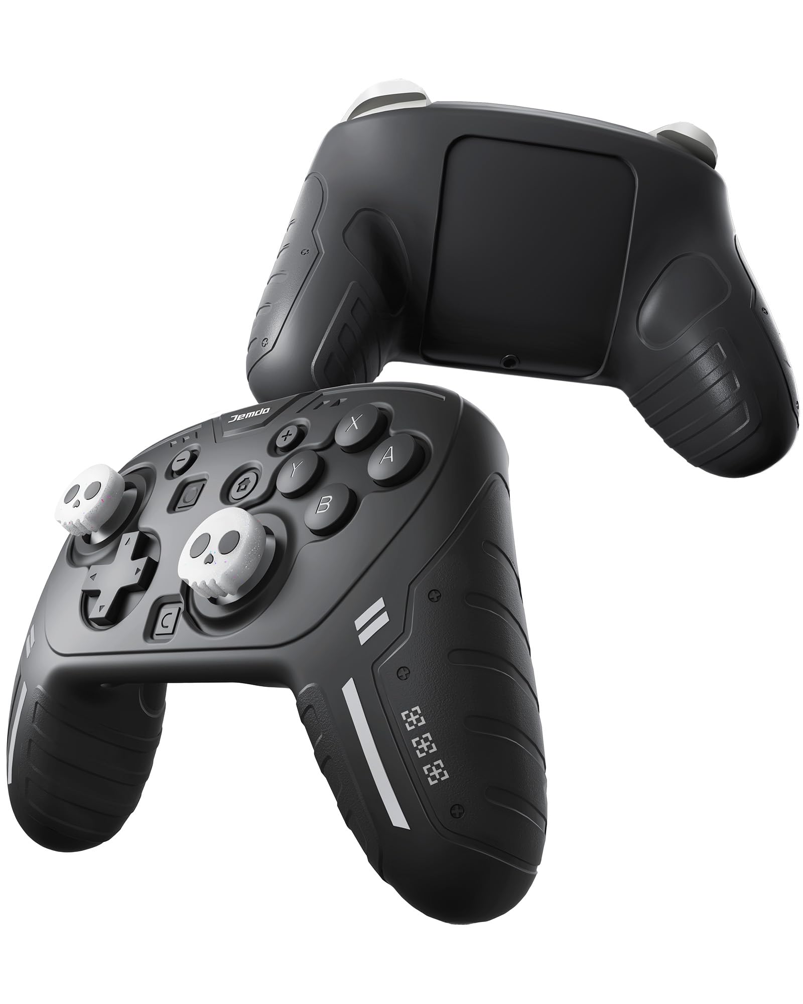 JEMDO Silicone Protective Cover for Switch 2 Pro Controller, Soft Anti-Slip Grip Skin Case with 2 Skull Thumb Caps, Shockproof Durable Shell for Switch 2 Pro, Ergonomic Gaming Grip Cover-Black