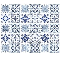 Wallies Wall Decals,3" x 3" Blue Tiles Wall Stickers, Set of 30