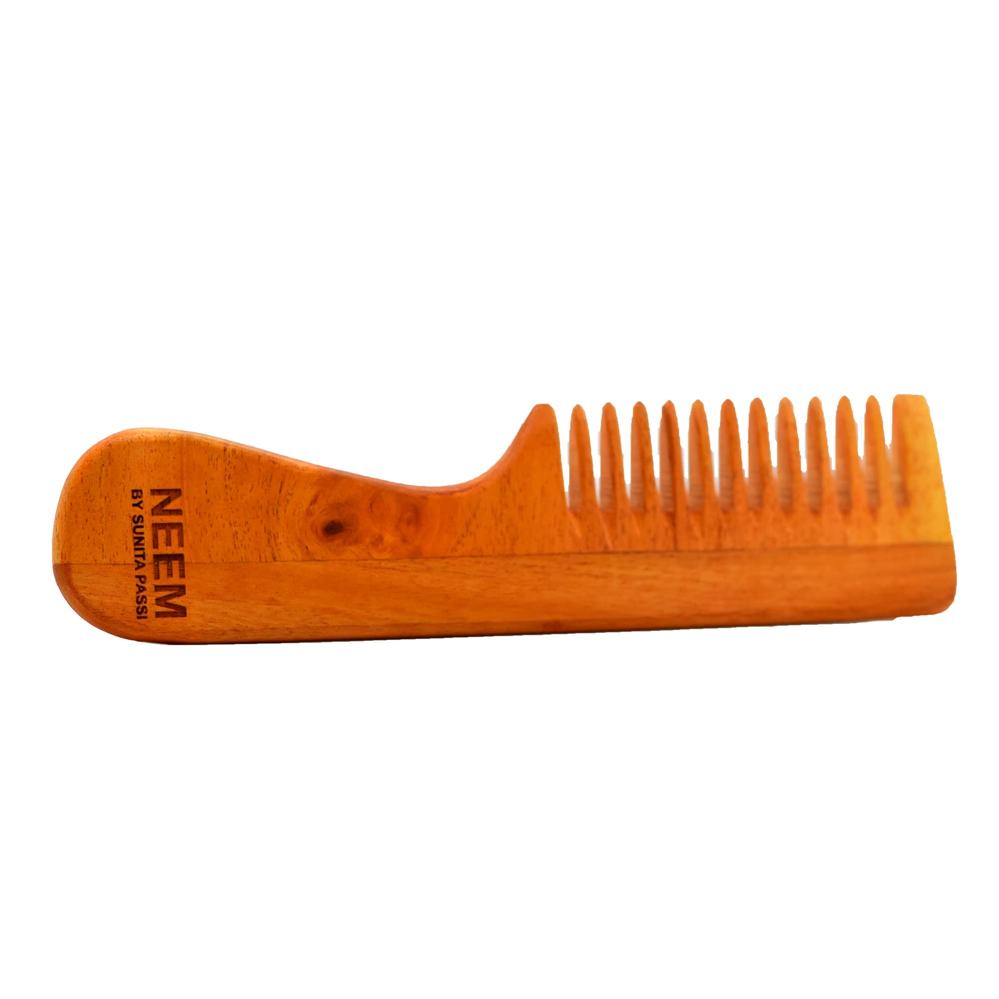 NEEM Sunita Passi - Neem Comb - 100% Natural Neem Wood - Non-static, Stimulates Scalp, Controls Hair Fall & Dandruff