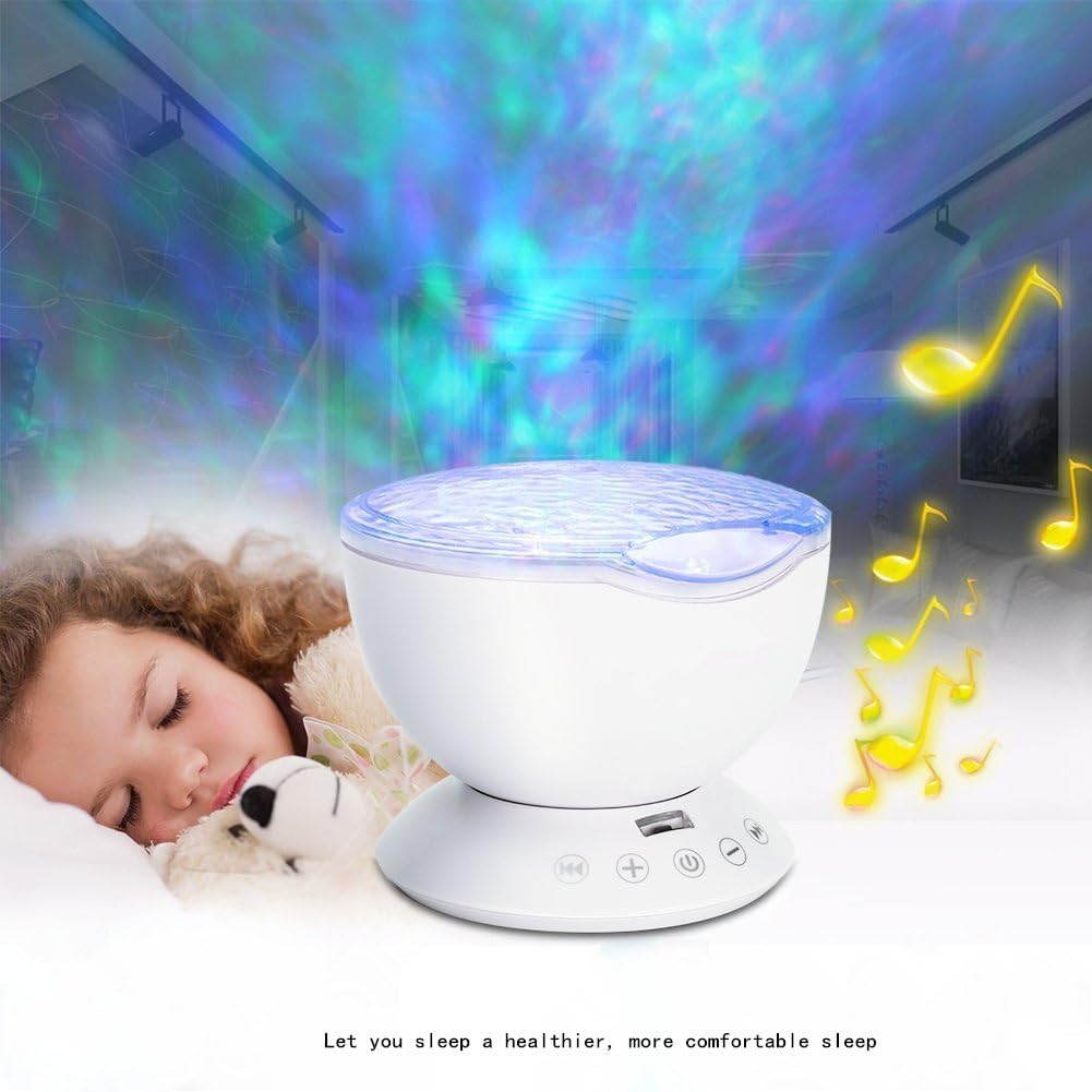Ocean Wave Light Projector,LED Remote Control Ocean Wave Projector Night Light Lamp Relax Sleep With Built-in Music Player for Bedroom Kids,Living Room,KTV,Christmas Decoration Lamp –【Newest Design】