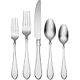 Oneida Satin Vertex 20 Piece Everyday Flatware, Service for 4 18/0 Stainless Steel, Silverware Set