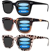 VIDEBLA 3 Pack Progressive Multifocus Reading Sunglasses for Women Men Protection Trifocal Sun Reading Glasses UV400 Readers
