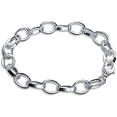 Charm Bracelet in Sterling Silver, Rhodium Plated, Lobster Clasp