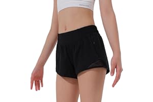 Aurefin Girls Athletic Shorts, Lightweight Running Shorts for Teen Girls Kids Sports Active Short with Zip Pocket and Elastic