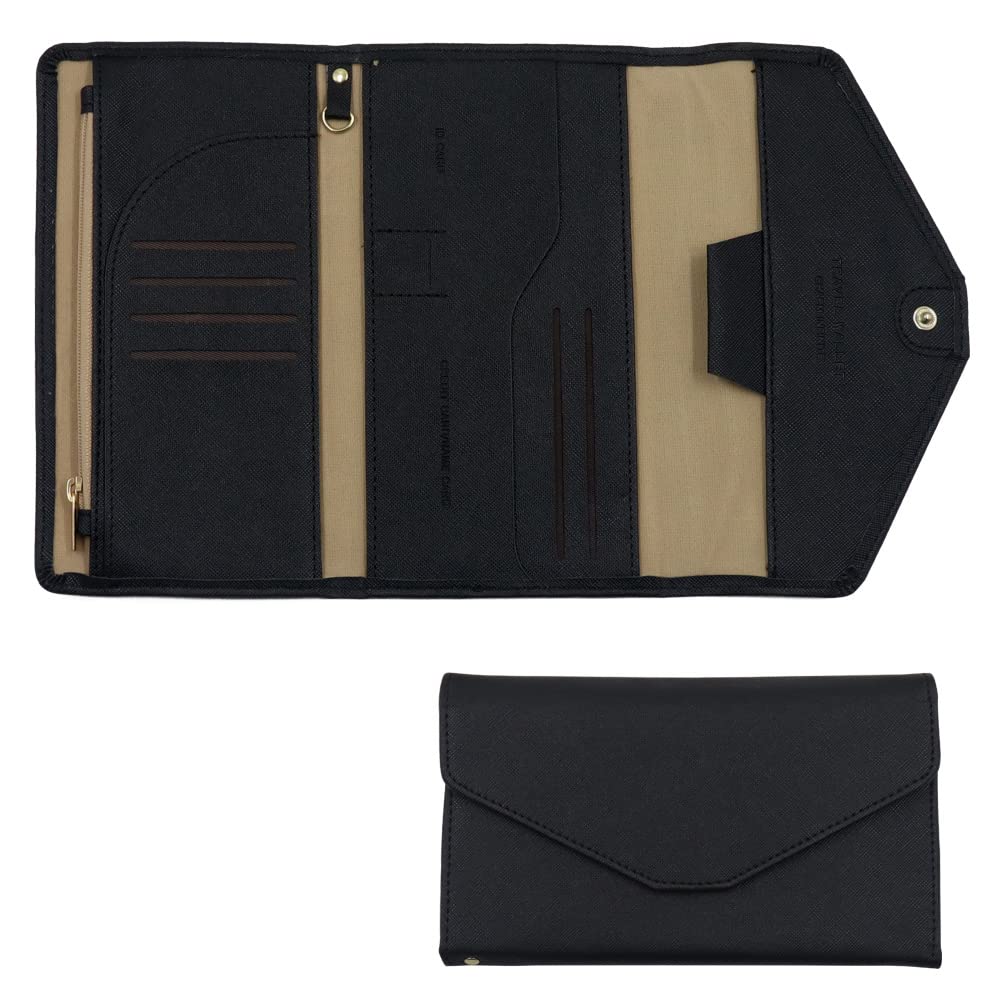 Haohai Multi-Purpose Travel Wallet, RFID Blocking Travel Wallet Passport Holder, Document Organizer Passport Cover Case for Passport, Credit Card (Black)