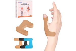 IEADEN Precut Kinesiology Tape for Thumb (Right Hand), 40 Pcs - Thumb Support & Stability, Thumb Pain Relief Athletic Tape - Waterproof & Elastic, Breathable Hypoallergenic Latex-Free Tape, Beige