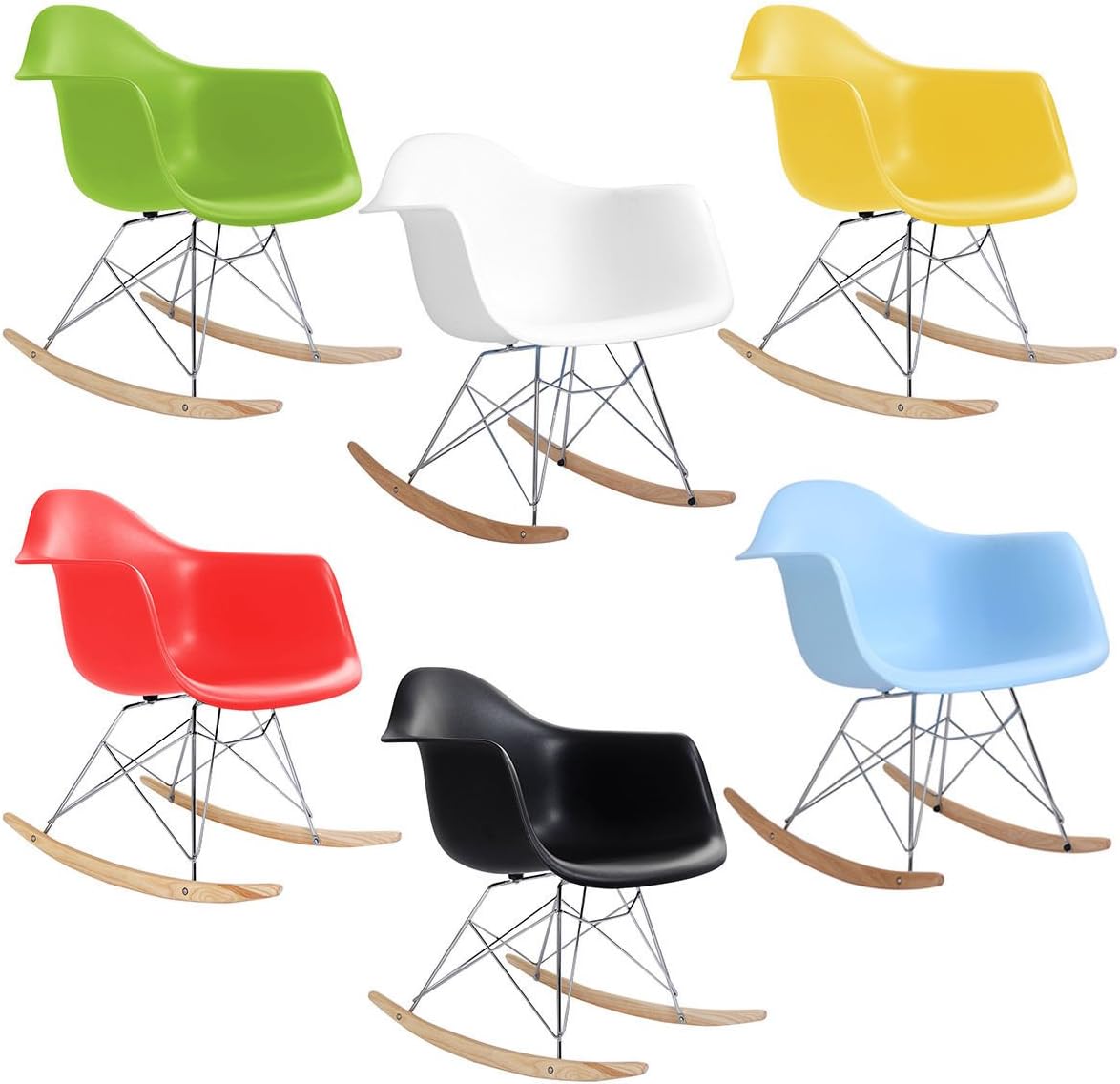 UBRTools Eames RAR Style Mid Century Modern Molded Plastic Rocking Rocker Shell Arm Chair