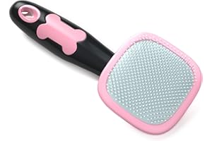 Glendan Dog & Cat Grooming Brush - Slicker Shedding Tools (Pink)