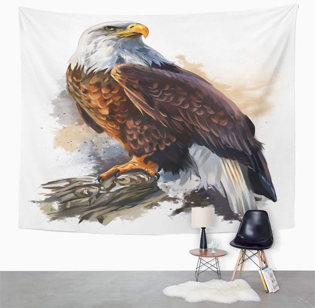 Y·JIANG - Tapiz de águila calva, diseño de águila calva, acuarela de