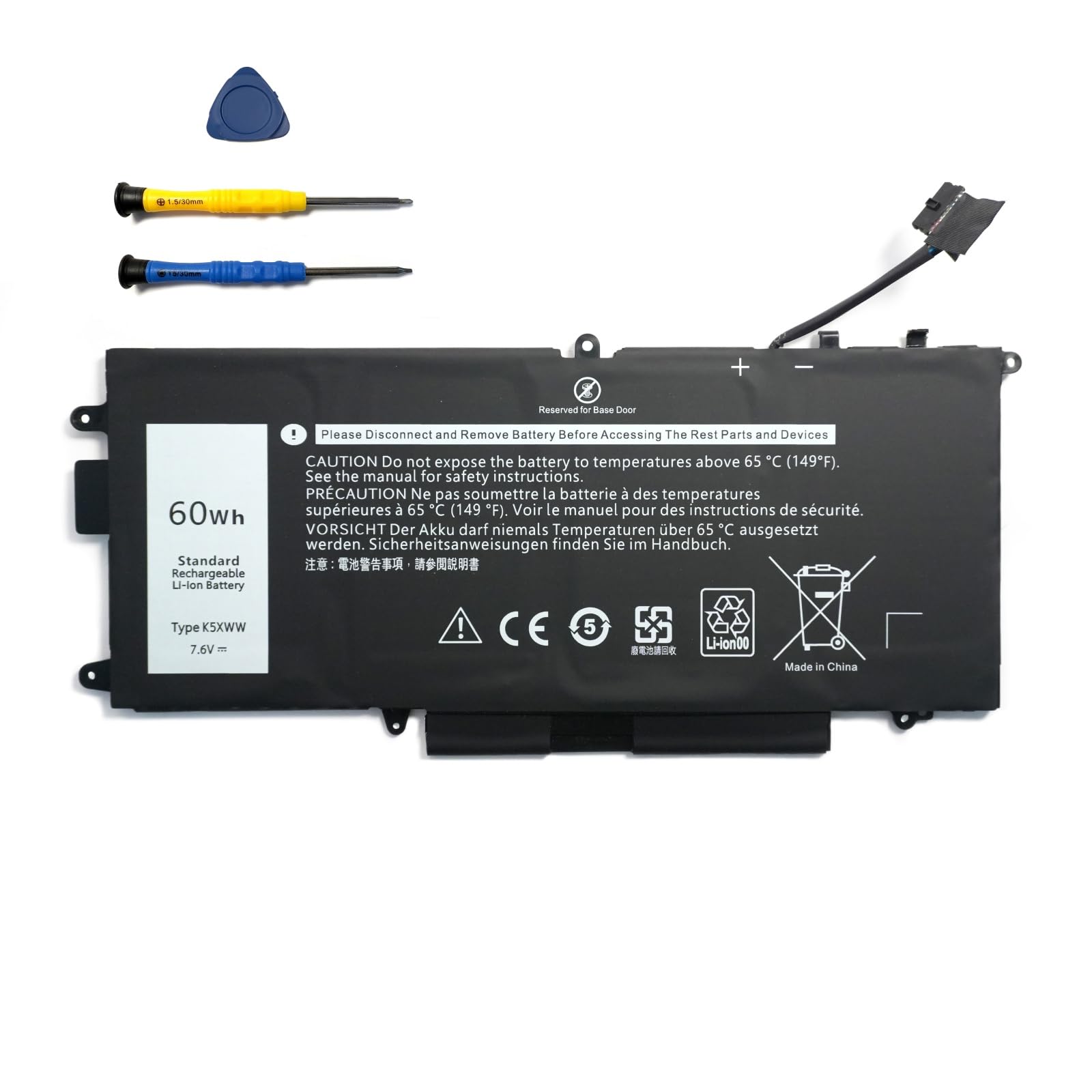 K5XWW N18GG 6CYH6 71TG4 725KY J0PGR Laptop Battery Replacement for Dell Latitude 5289 E5289 7389 7390 2-in-1 P29S001 P29S002 L3180 Latitude 12 5000 5289 P29S001 2-in-1 Ultrabook Notebook(7.6V 60Wh)